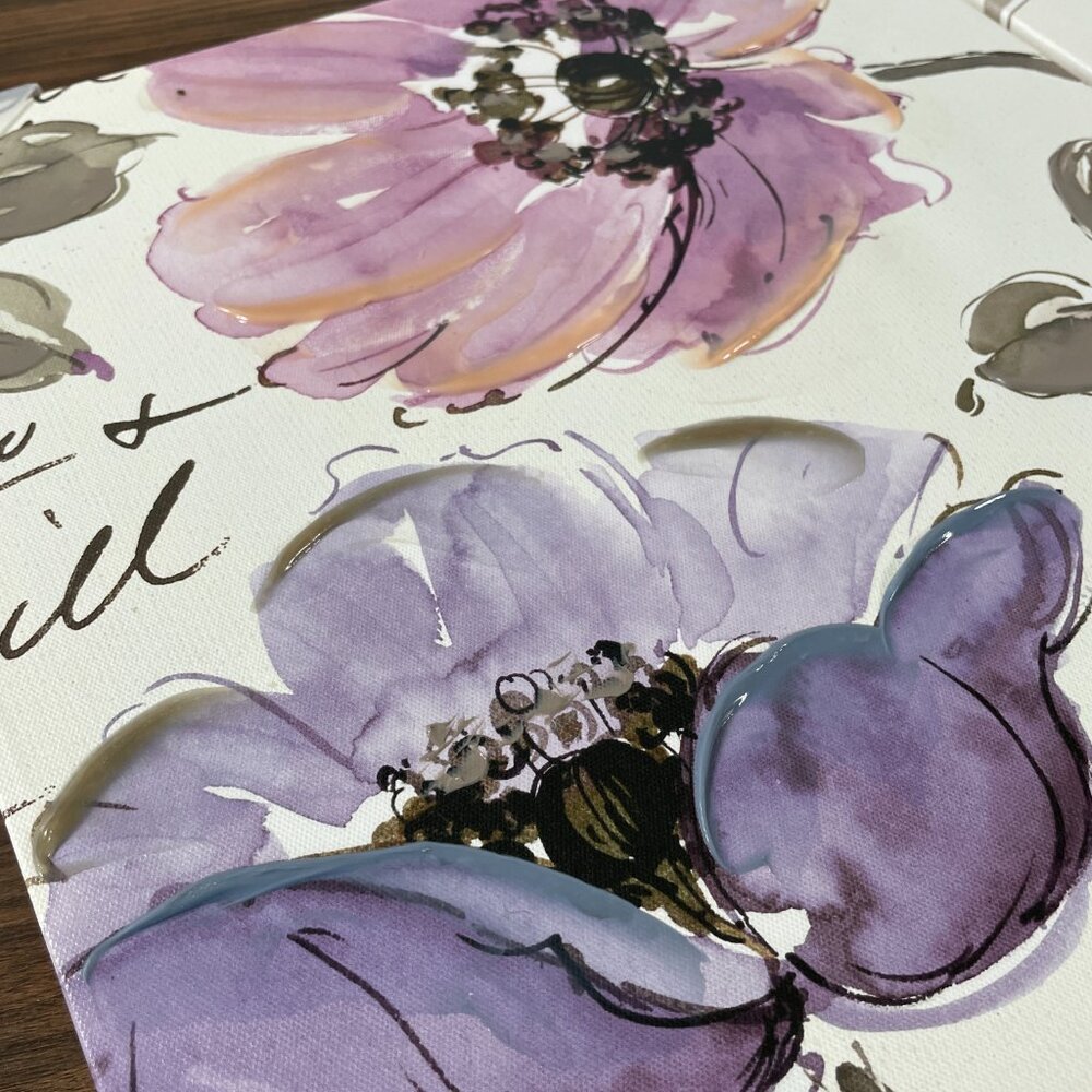 Pela Studio Beautiful Gray & Purple Blooming Flower Set 14"x14" Stretched Canvas - Picture 4 of 16